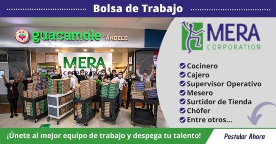 oportunidad de trabajo en MERA CORPORATION, TRABAJA CON NOSTROS EN MERA CORPORATION